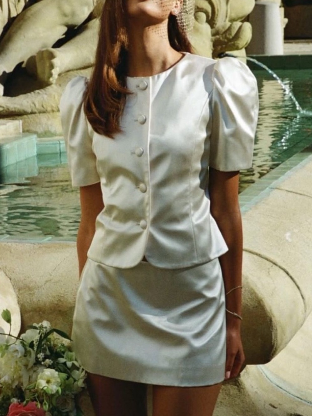 Reformation Mika Ivory Two-Piece Skirt Set